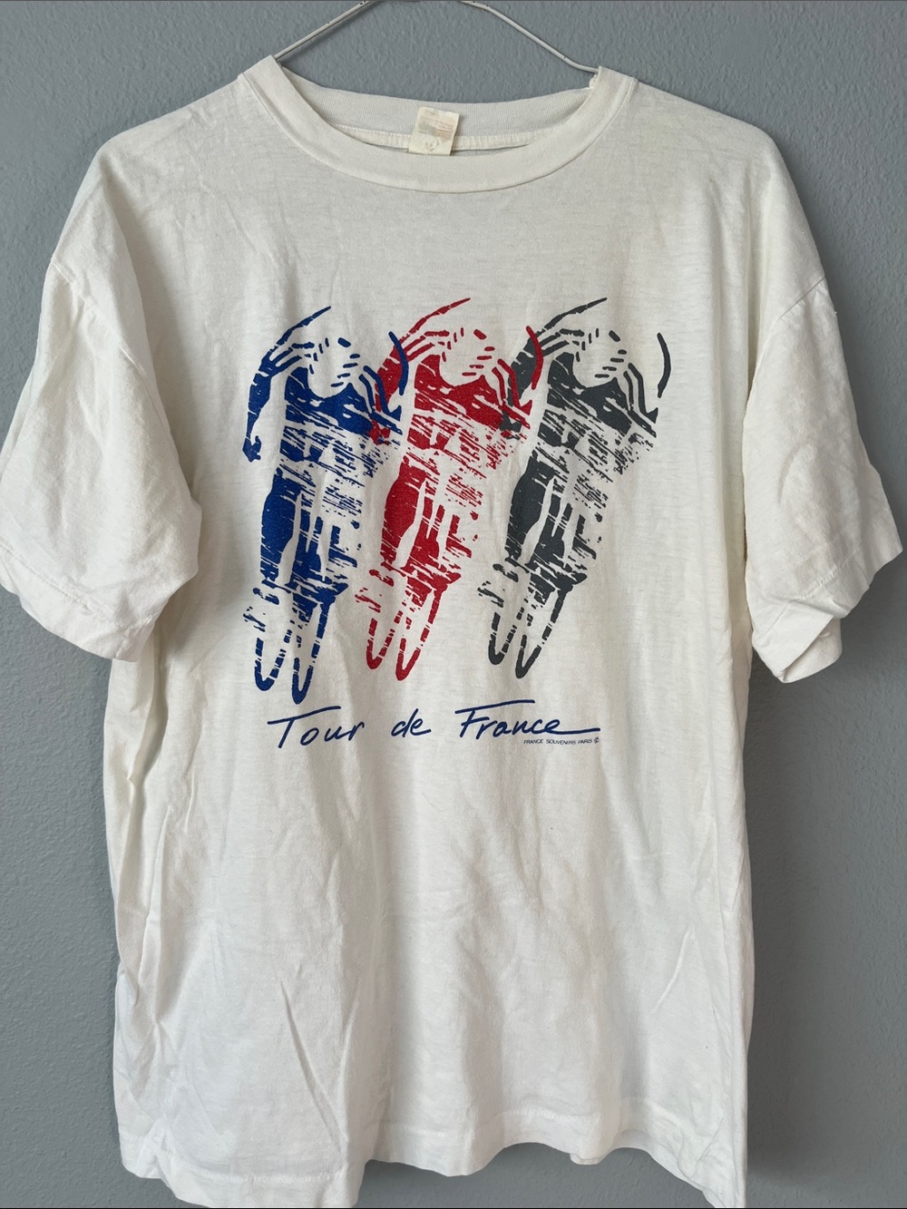 Tour de France Graphic Tee - White with Blue/Red/Black Print